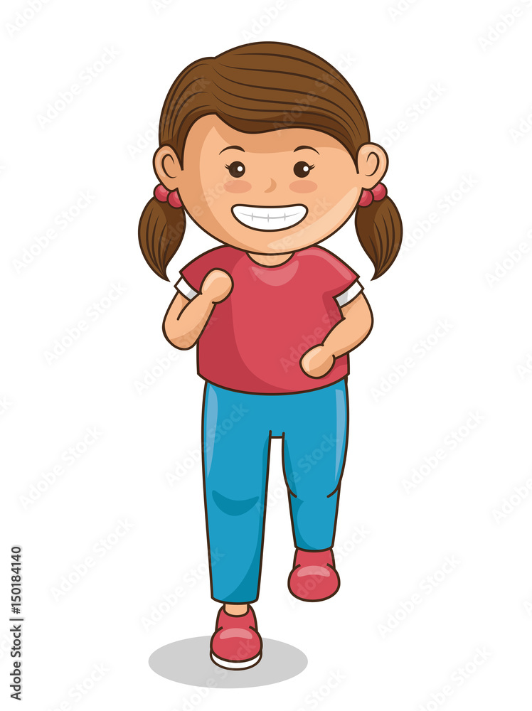 Fototapeta premium Little girl athlete character vector illustration design