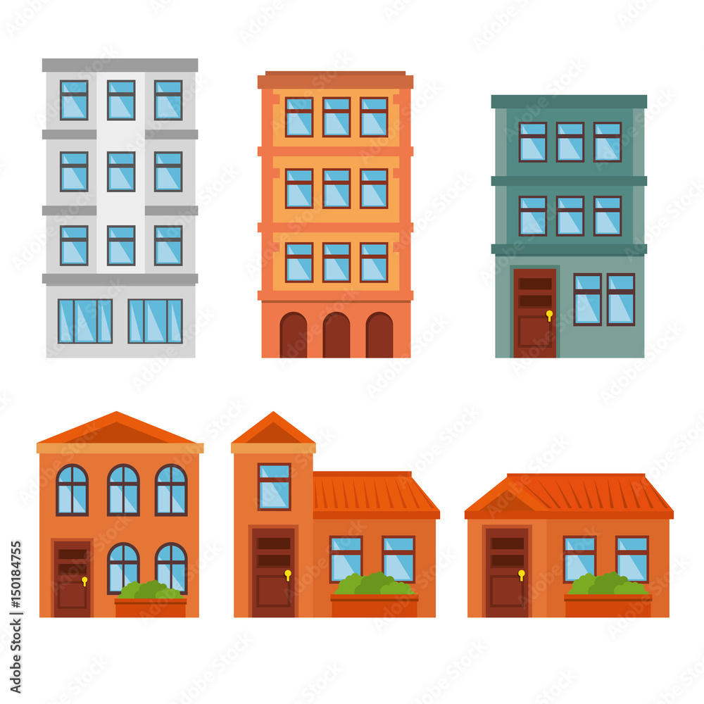 city landscape buildings icon vector illustration design