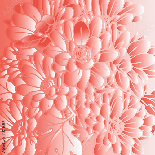 abstract red background with flowers