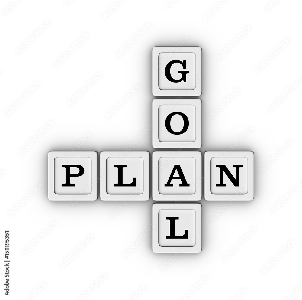 Goal Plan crossword. 3D illusration on white background. Goal Plan crossword. 3D illusration on white background.
