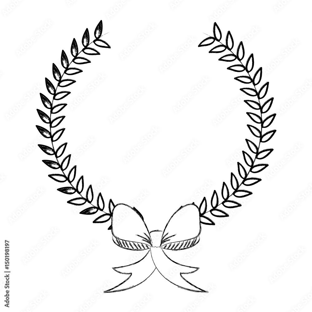 wreath leafs with bow decorative vector illustration design wreath leafs with bow decorative vector illustration design