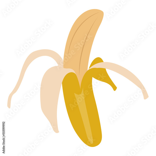 Isolated peeled banana on a white background, Vector illustration
