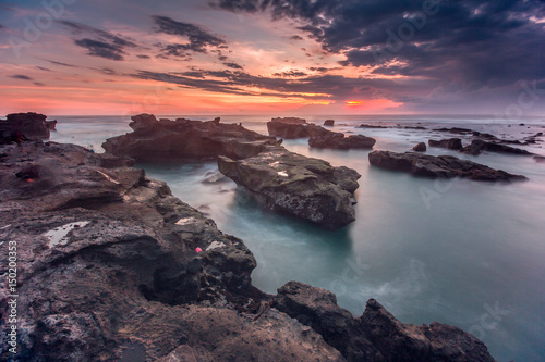 Beautiful oceanic landscape at mengening beach, Bali