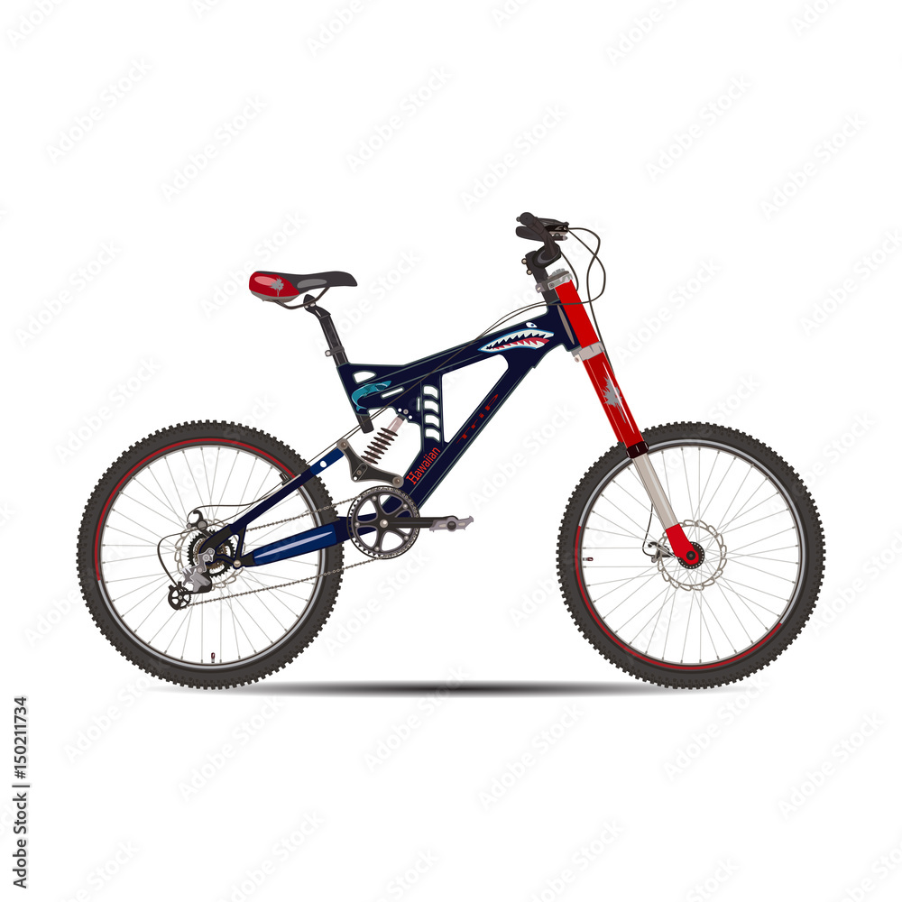 Vector illustration of mountain bike in flat style.