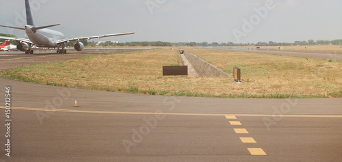 Airplane in airport runway