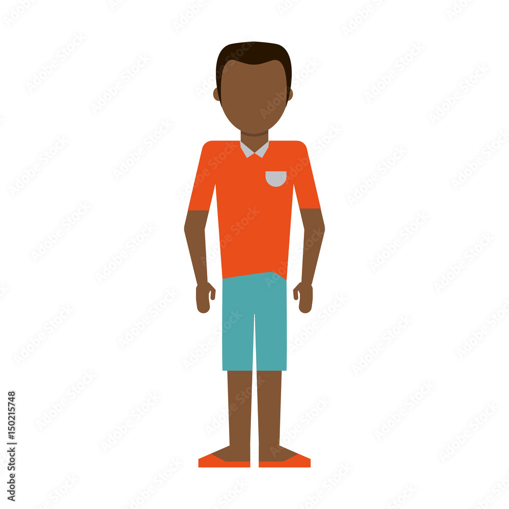 faceless dark skin man wearing polo shirt and shorts  icon image vector illustration design 