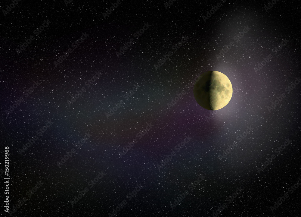Moon glowing in the dark night sky Moon glowing in the dark night sky