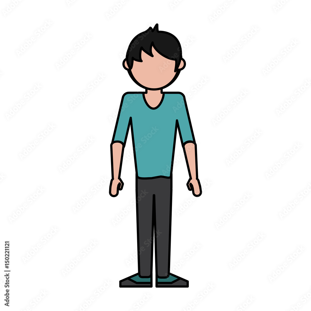 colorful caricature image faceless man casual suit vector illustration
