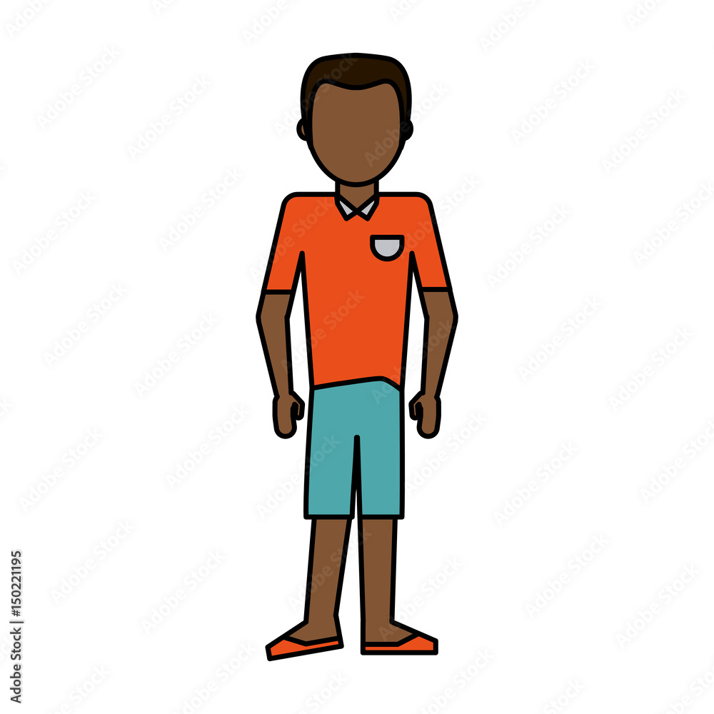 colorful caricature image faceless brunette man with casual clothing vector illustration colorful caricature image faceless brunette man with casual clothing vector illustration