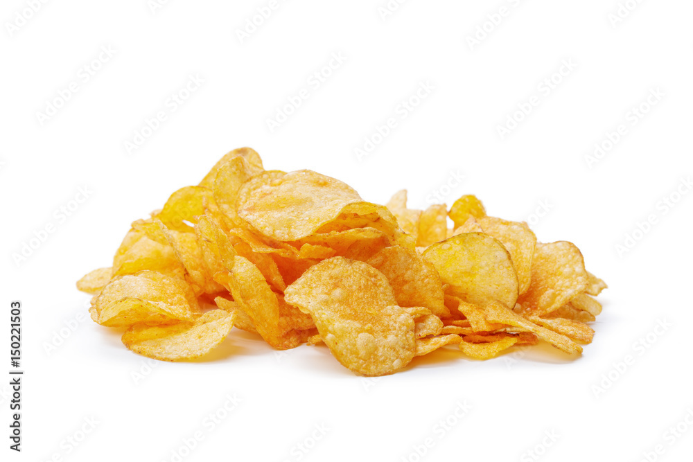 Potato chips isolated on white background Potato chips isolated on white background