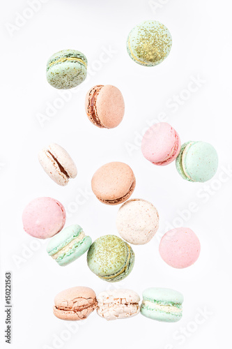 Wallpaper Mural Macarons cake, top view flat lay, fly falling pattern macaroon Torontodigital.ca