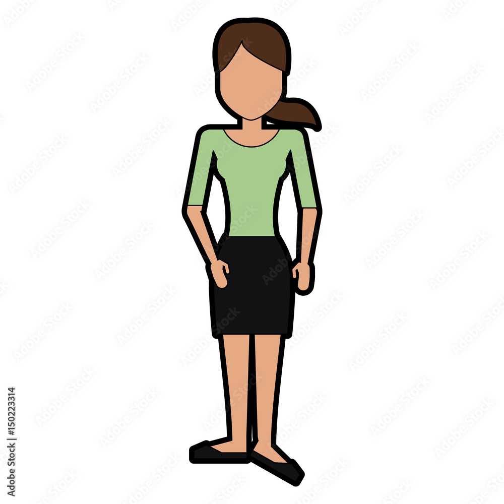 Fototapeta premium faceless woman with shirt and pencil skirt icon image vector illustration design 