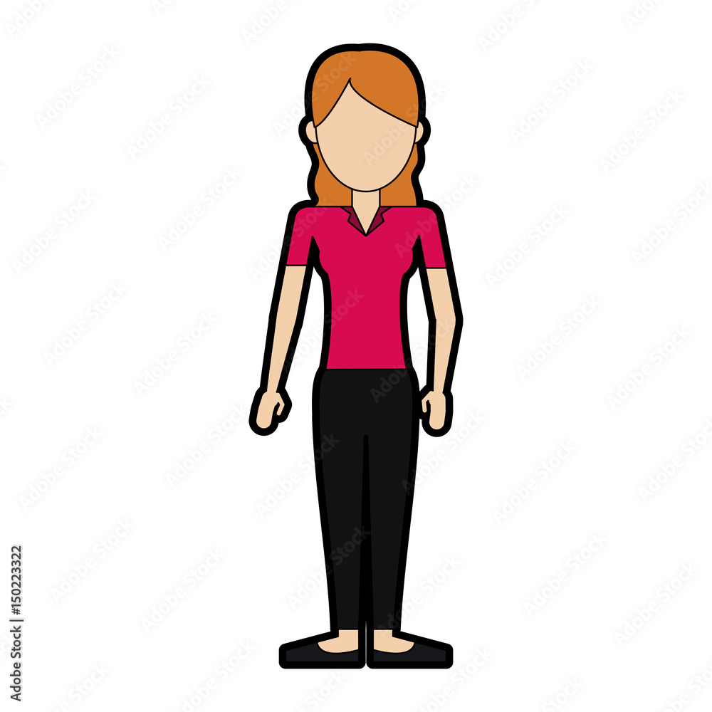 faceless woman wearing shirt and pants icon image vector illustration design 
