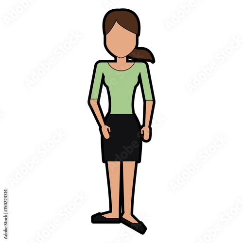 faceless woman with shirt and pencil skirt  icon image vector illustration design 