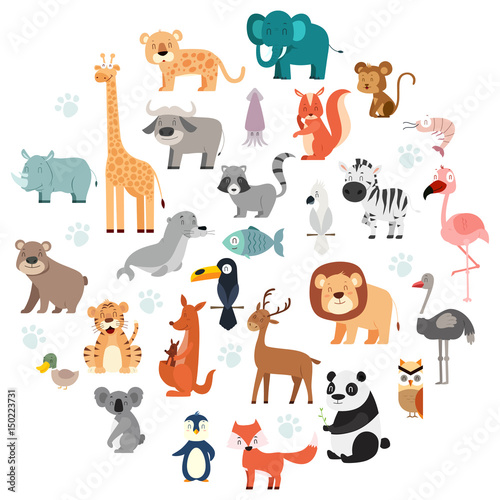 Wildlife Animals Cartoon Set