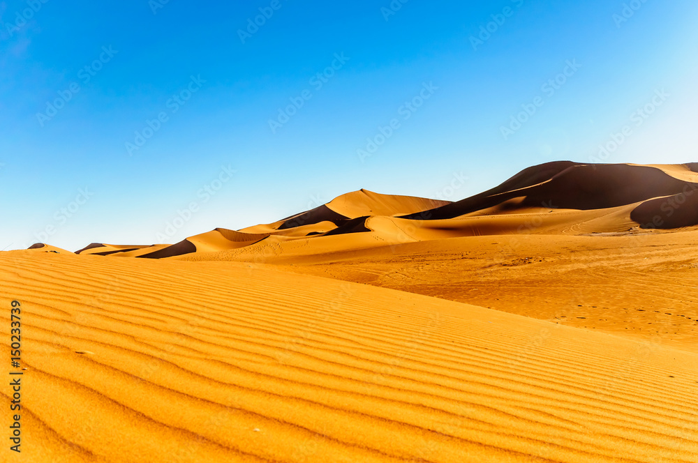 View of dunes in the dessert of Morocco by M'hamid