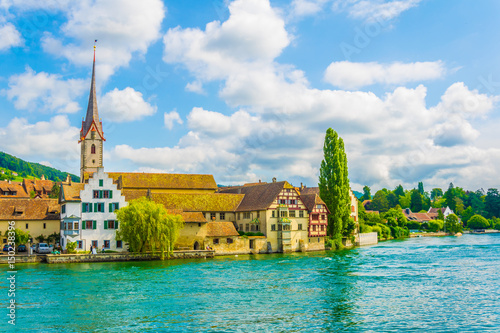 Stein am Rhein in Switzerland reflecting on Rhein river photo