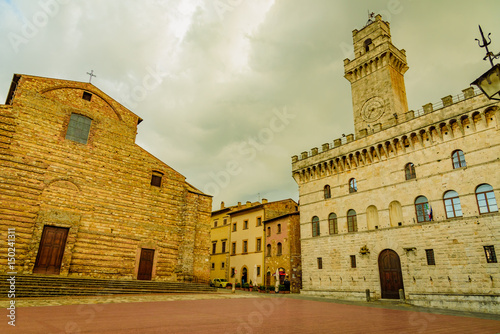 View of the city of montepulciano in the province of siena toscana italia, famous for the red wine Nobile
