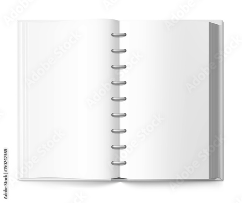 Realistic book template on white background. Vector illustration. Ready for your design, promo, advertising, menu.
