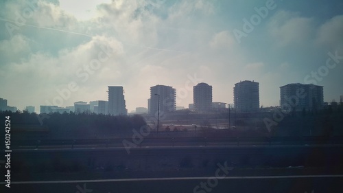 Skyline view toward new neighborhood in Istanbul, Turkey