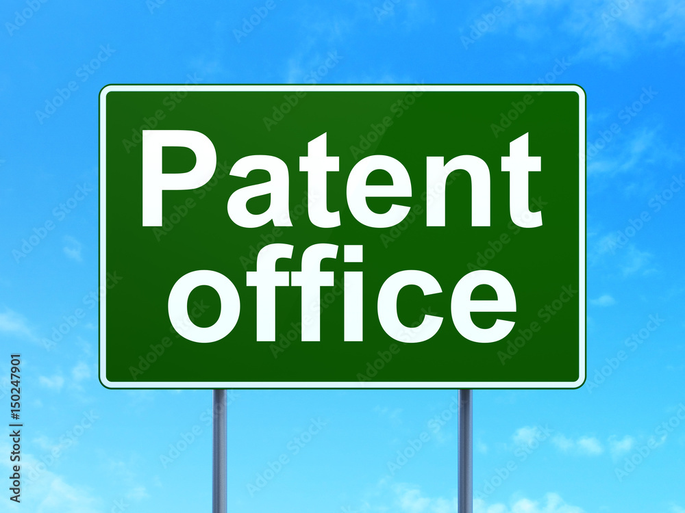 Law concept: Patent Office on road sign background Law concept: Patent Office on road sign background