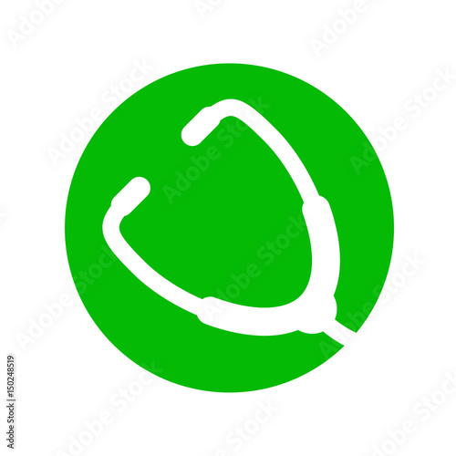 Icono plano circulo con estetoscopio verde en fondo blanco
