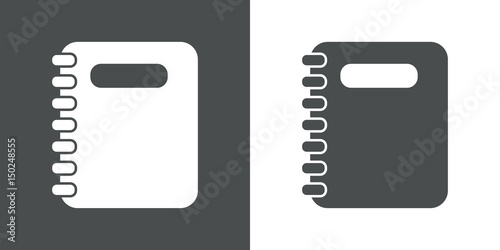 Icono plano cuaderno gris y blanco