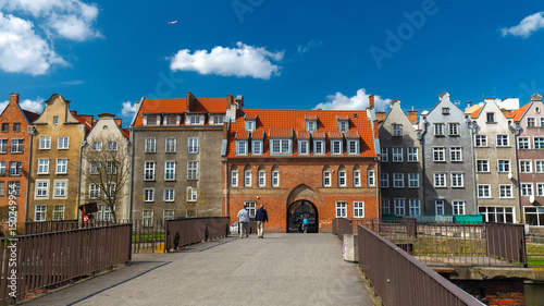 The old town in Gdansk during the sunny day