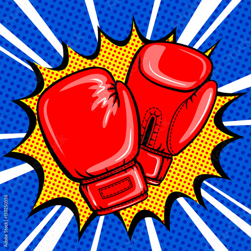 Boxing gloves pop art style vector