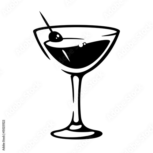 Martini vermouth goblet with olive