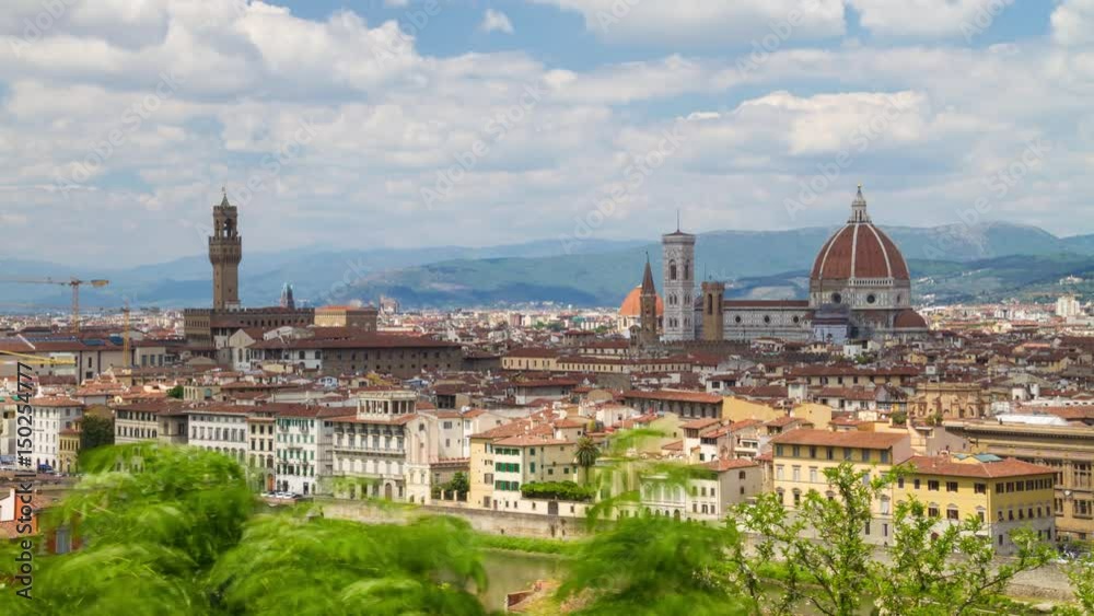Time-lapse of panoramic view in Florence from Piazzale Michelangelo in Florence, Tuscany, Italy Time-lapse of panoramic view in Florence from Piazzale Michelangelo in Florence, Tuscany, Italy