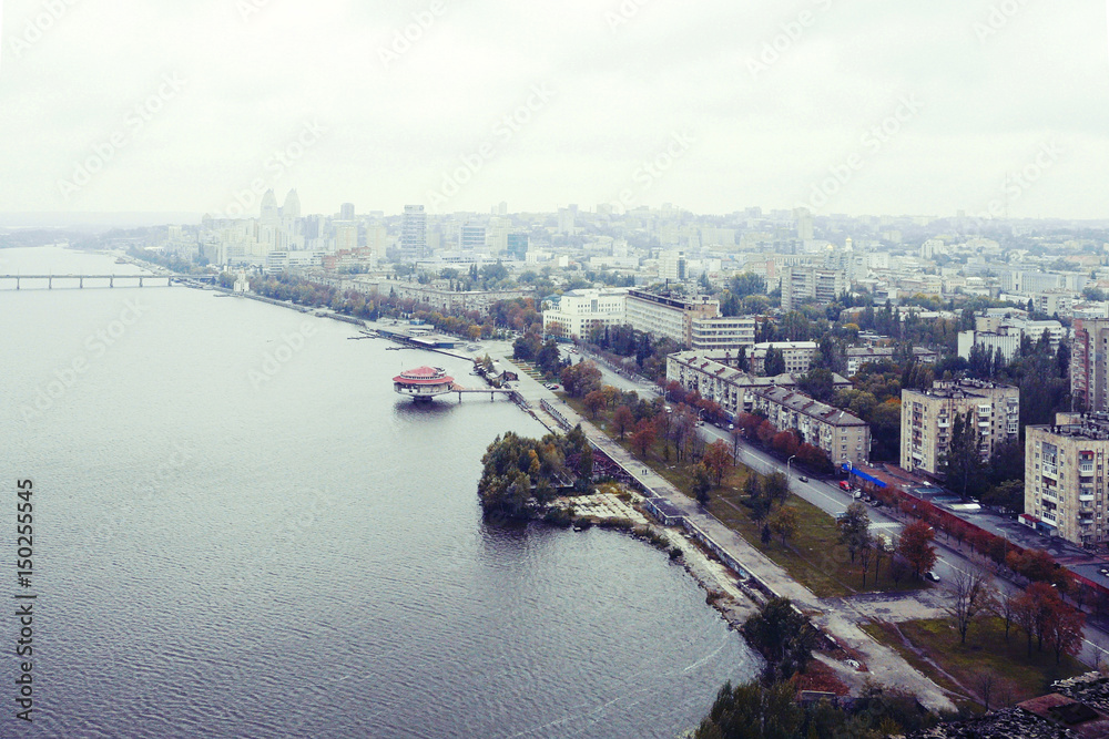 Top view of the Dnipro city