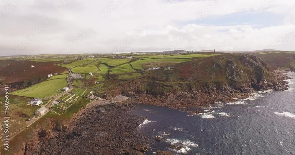 Aerial, scenic coastal cliffs in England Aerial, scenic coastal cliffs in England