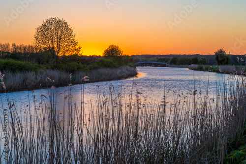 River Weaver by Northwich Cheshire UK at sunset