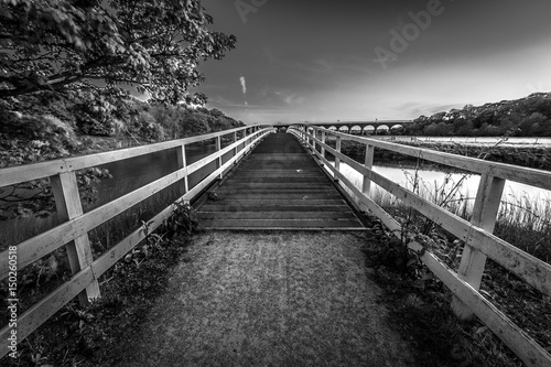 Dutton Horse Bridge in Black and white bridge over river weaver in Northwich Cheshire