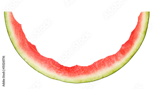 watermelon clipping path, with a bite isolated on white background