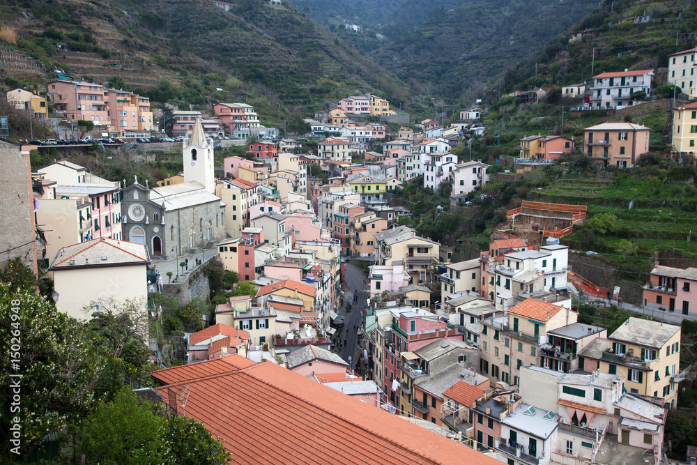 picturesque town of Riomaggiore in Cinque Terre National park, Liguria region, Italy