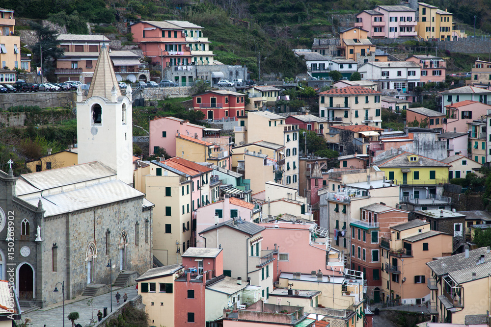 picturesque town of Riomaggiore in Cinque Terre National park, Liguria region, Italy