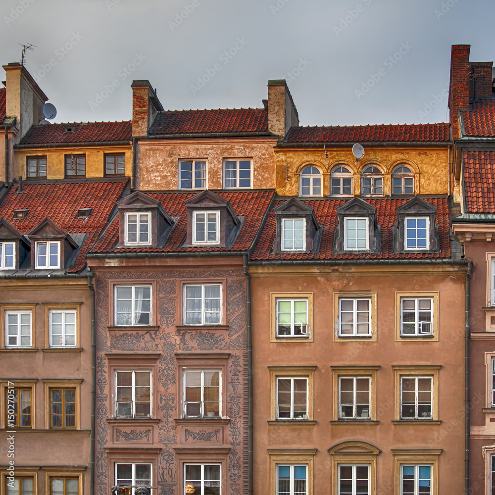 Warsaw's Old Town Market Place (Rynek Starego Miasta) on a sunny day, which is the center and oldest part of Warsaw