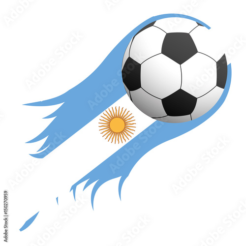 Isolated soccer ball whith a flag