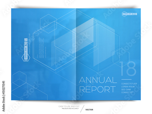 Cover design annual report, cover, vector template brochures, flyers, presentations, leaflet, magazine a4 size. Blue abstract background - stock vector