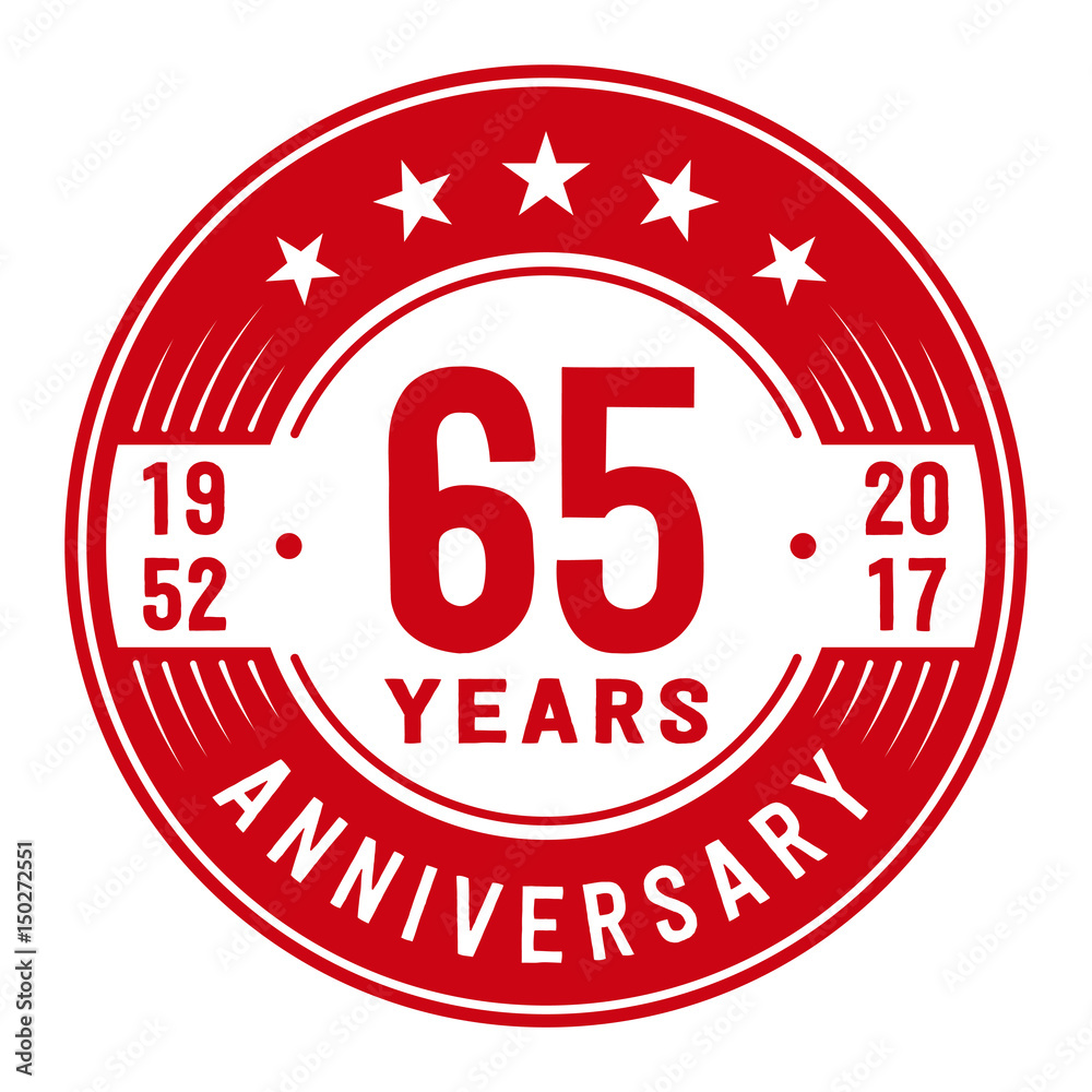 65 years anniversary logo template. Vector and illustration.