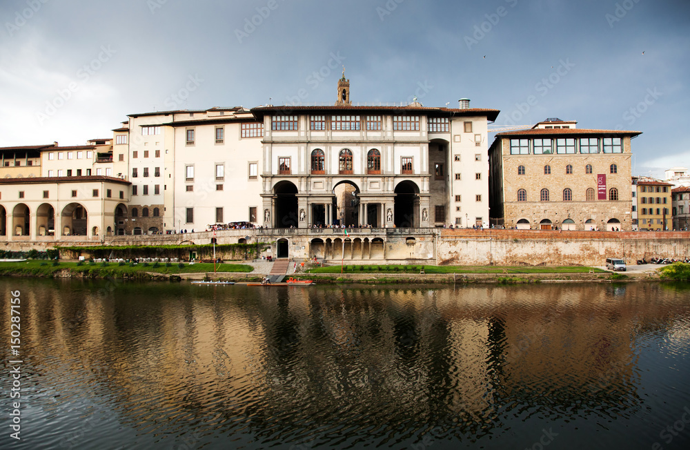 colorful Buildings Along the Arno River in Florence Italy