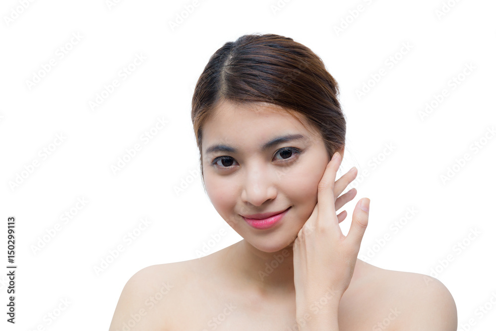 Beautiful girl with makeup, youth and skin care concept / attractive asia girl isolated on white background Beautiful girl with makeup, youth and skin care concept / attractive asia girl isolated on white background