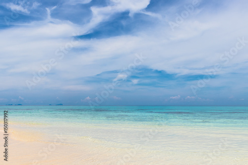 tropical beach with white cloud and sky in Thailand,beautiful seascape