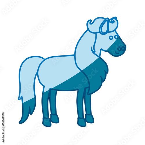 blue silhouette of horse with mane and tail vector illustration