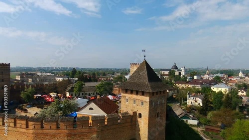 View of the  Lubart's Castle the one of famous castle in Ukraine, video from drone (quadrocopter) photo