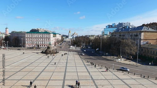 Sofia square, Kiev. Statue of Bogdan Khmel'nitsky on Sofia square. photo