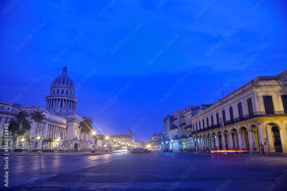 The Capital Building in Havana, Cuba at early Dawn