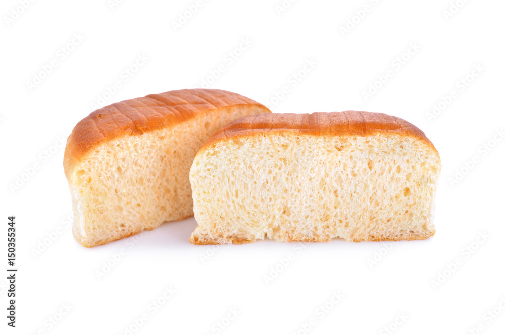 soft sponge bread on white background